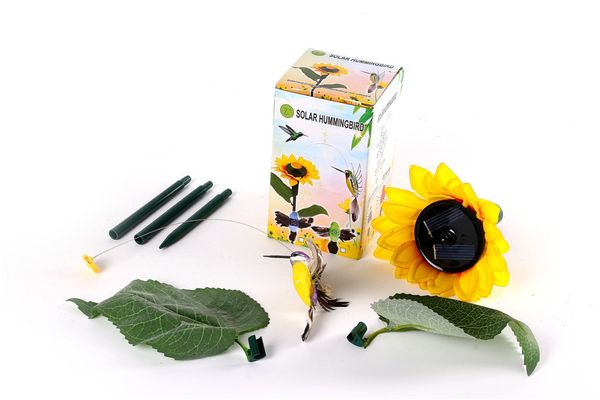 

christmas gift vivid solar battery powered fluttering hummingbird sunflower gadgets garden yard decoration d709l