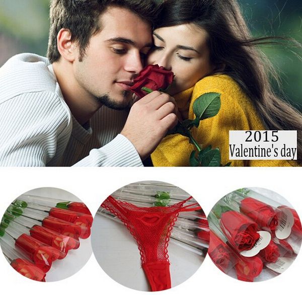 

new valentine day gift rose flower ladies underwear women panties lingerie costumes briefs knickers underwear g-string t-back, Red;black