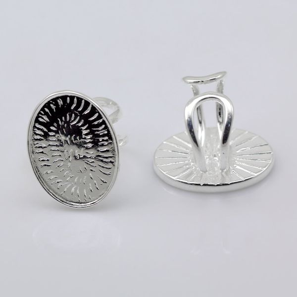 Beadsnice Anello ovale base cabochon incastonato in argento placcato colore regolabile anelli in ottone senza nichel gioielli fatti a mano senza piombo ID 25707