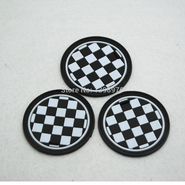 

wholesale-3pcs checkered racing anti-slip cup mat pad for mini cooper jcw r55 r56 r57 r58