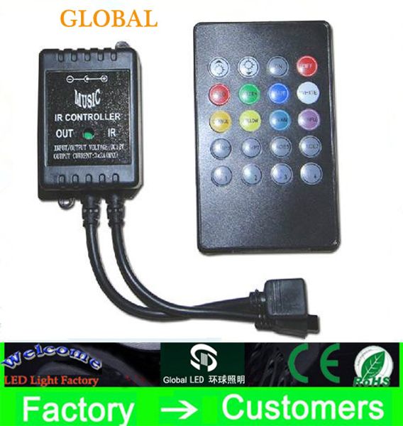 

Горячая DC12V RGB LED Music IR Controller 20 клавиш инфракрасный музыкальный светодиодный ИК-контроллер расширенный блок управления для RGB 3528 5050 светодиодные ленты