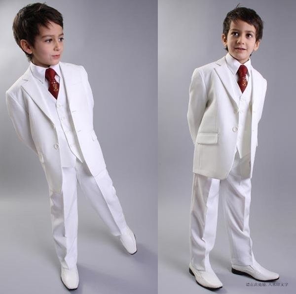 

two buttons white notch lapel boy' formal wear occasion kids tuxedos wedding party suits (jacket+pants+vest+tie) k39, Black