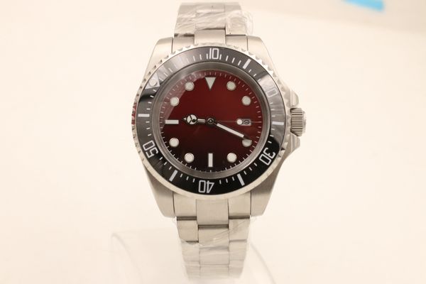 

limited mens 43mm wristwatch ceramic bezel gradient red dial original clasp sapphire glass stainless steel wristwatch, Slivery;brown