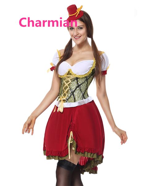 

wholesale-beer garden girl oktoberfest costume cosplay party fantasias carnival halloween costumes for women includes dress and hat, Black