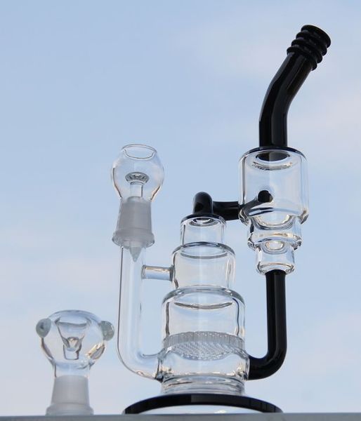 BONG! Glasrecycler-Wasserpfeifen Glasbong mit Wabenperc. Glasbohrinseln tragen Bergrecyclerglas mit 18,8-mm-Nagelkuppelschale