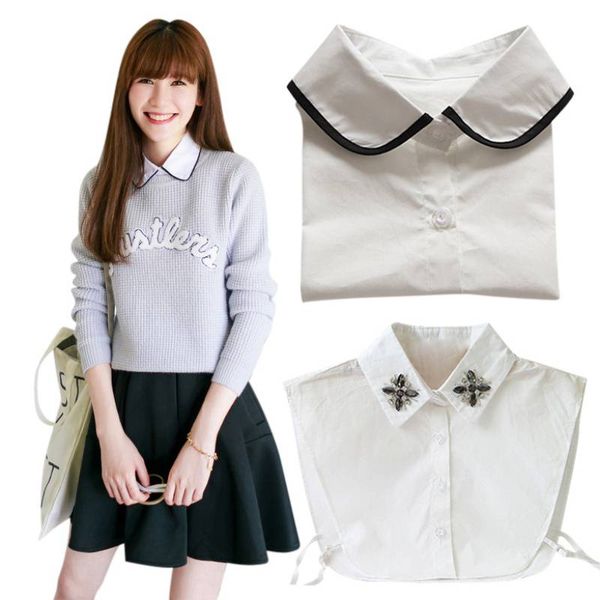 

wholesale- spring design women lapel fake false collar detachable collar 17 styles for choice, Black;blue