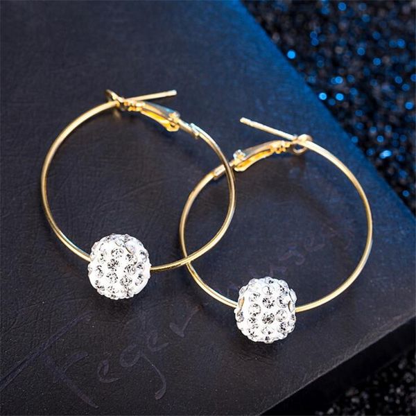 

wholesale- 5 colors crystal ball hoop earrings gold bohemia style earrings circle female korea creole boucle d'oreille, Golden;silver