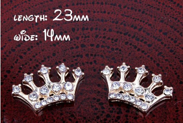 

5%off (60pcs/lot) 2 Colors Handmade Mini Cute Clear Metal Rhinestone Crown Bling Alloy Flatback Tiara Buttons For Wedding Decorative