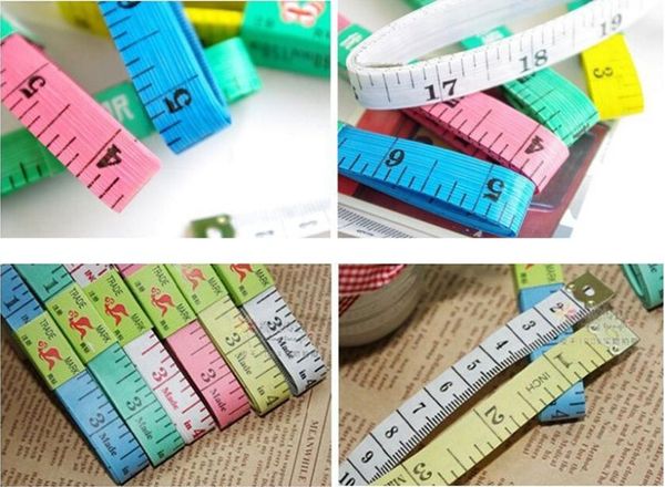 

Wholesale-100Pcs/lot Measuring Tape 1.5M 60 Inch Tailoring Tape Measure cloth tape measures ruler waist tape body measure Dropshipping