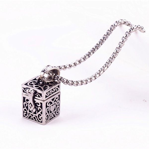 As Magische Doos Medaillons Hanger Urn Keepsake Vintage Ketting Titanium Staal Huisdier Crematie Sieraden Memorial Case As Houder Kan Openen Put Urn GZ201