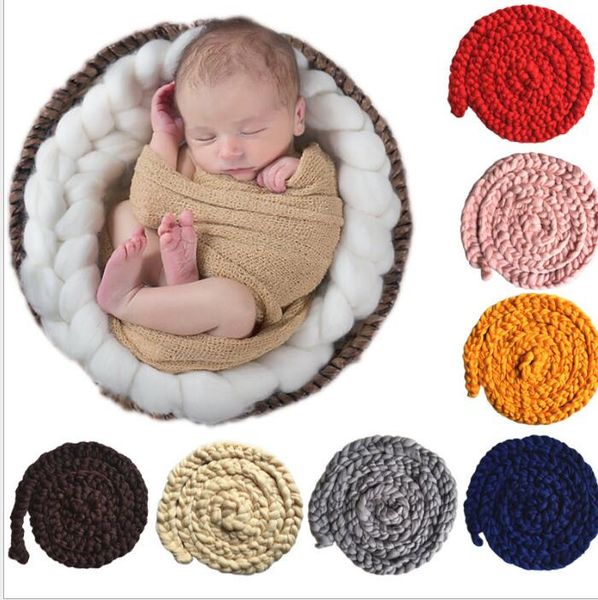 Coperta Puntelli per foto appena nati Corda intrecciata Fondale in lana Fotografia per bambini Prop Ragazzi per ragazze Coperta 12 colori KKA3190