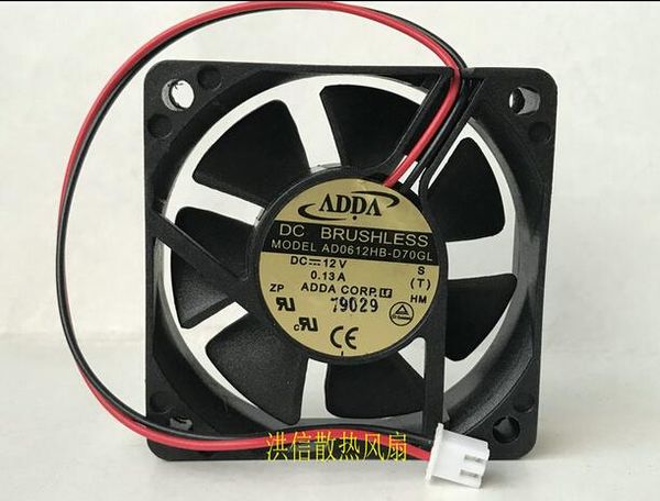 Original ADDA 6015 AD0612HB-D70GL DC12V 0.13A 2 fios ventilador de fluxo axial