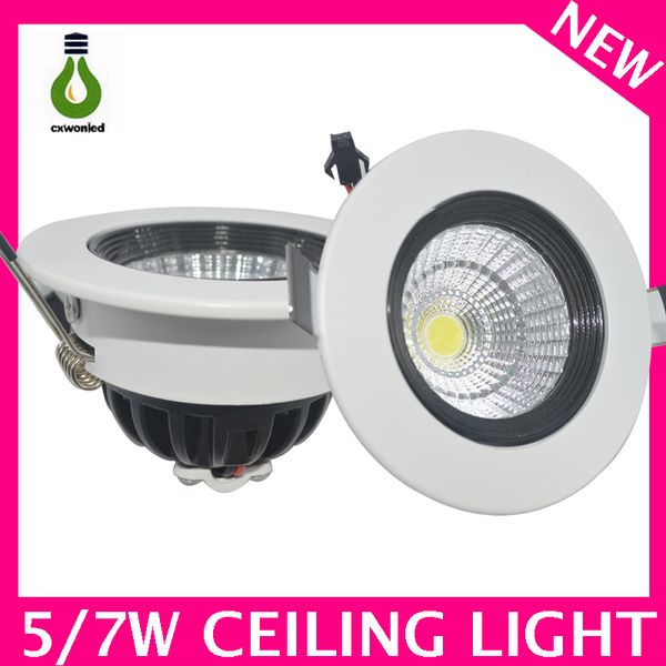 

80-112lm / w оптовой cob led светильники лампы белого цвета 5w / 7w дешево круглый светодиодные светильники потолочные