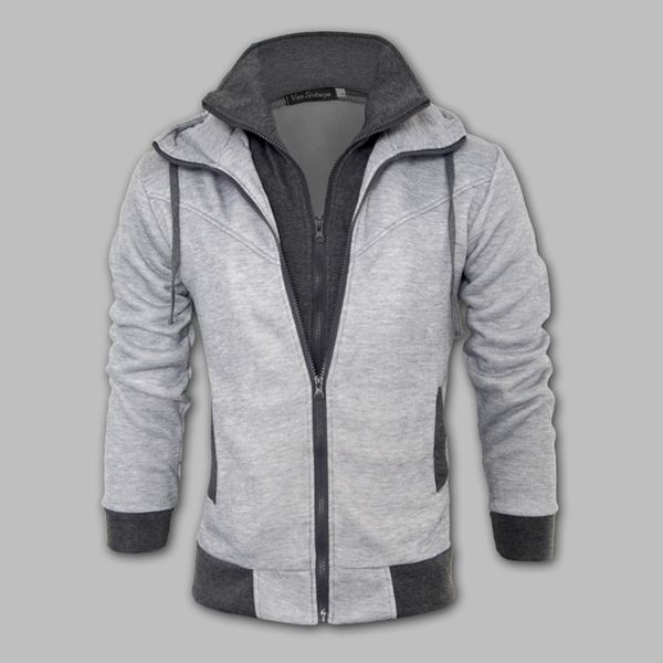 

fall-new fashion brand men's clothing,double layer zipper-up men's hoodies jackets male,sports casual men's fleece hoodies, Black;brown