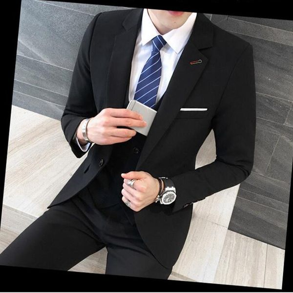3-teiliger schwarzer Anzug, neueste Mantel-Hose-Designs, Anzug für Männer, Neuankömmling, Slim-Fit-Hochzeitskleid, Ein-Knopf-Plus-Size-Herrenanzug, 5XLM, heiß