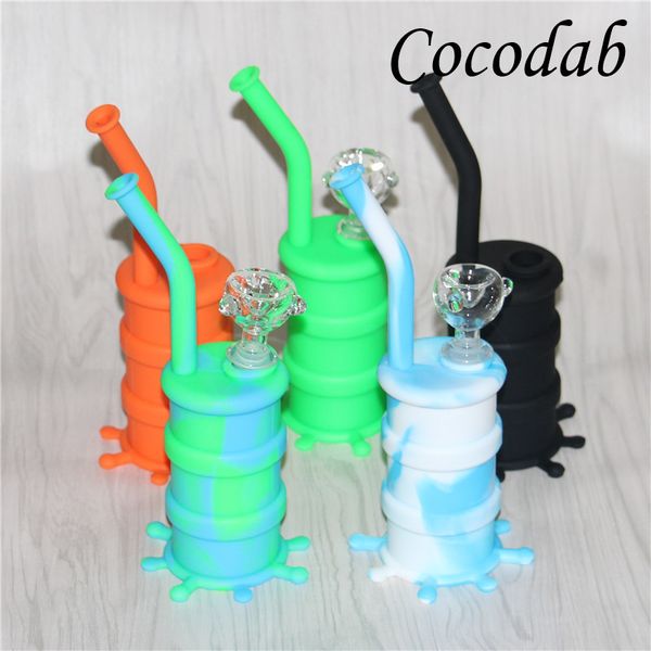 Atacado Mini Silicone Rigs de Água Dab Jar Bongs Jar Tubo de Água Silicone Oil Drum Rigs Silicone Tubos de Água Bodbler Bong Livre DHL