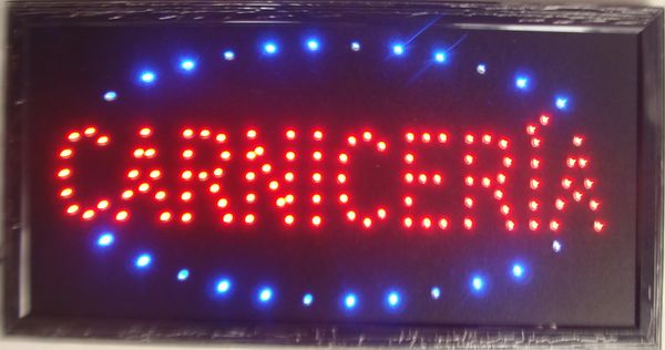 Горячие продажи LED CARNICERIA неоновая вывеска Пластиковая рамка ПВХ Дисплей 10 * 19 дюймов полуоткрытый Бесплатная доставка