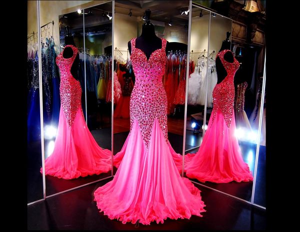 2015 Luxury Mermaid Prom Dresses With Crystals Sweetheart Beaded Sexy