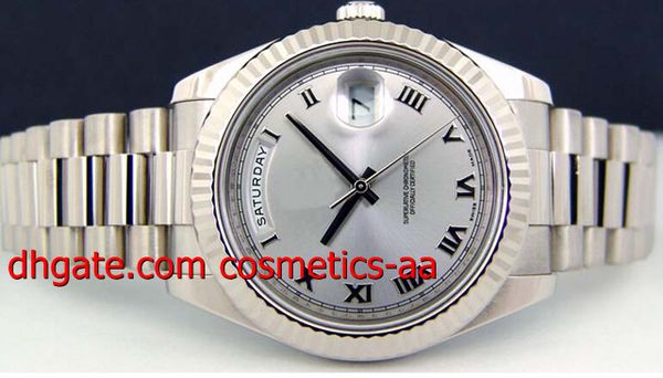 

luxury mens watch white gold silver roman dial 218239 - watch chest automatic movemen mechanical men's watches wristwatch, Slivery;brown