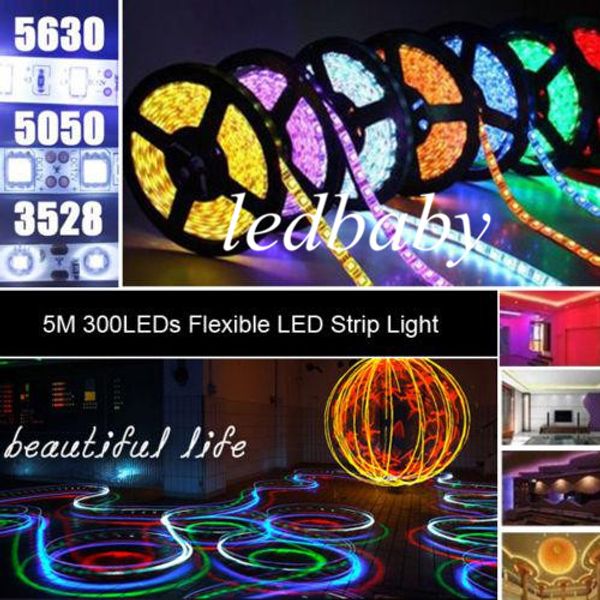 

500 м синий светодиодные полосы света 3528/5050/5630 smd rgb / белый / теплый / зеленый / красный водонепроницаемый nonwaterproof 300leds 30