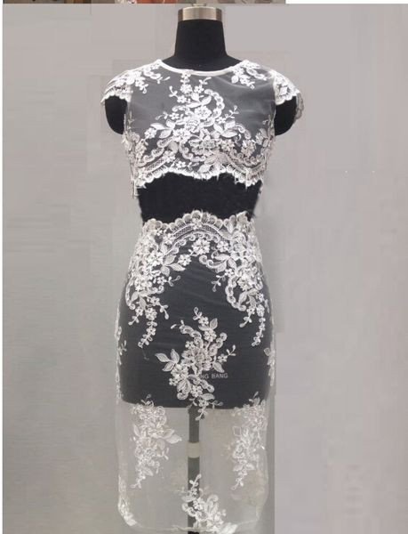

wholesale-2015 new fashion strap flower mesh lace 2 two piece lace dress white bodybon dress club party dress, Black;gray