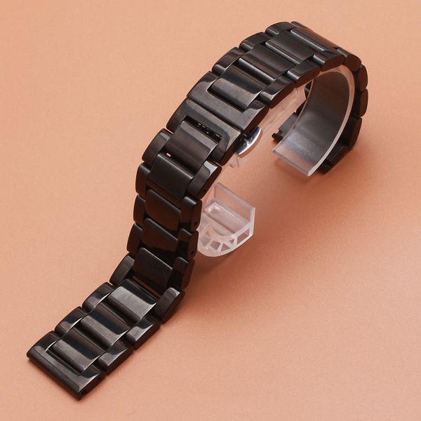 Pulseira especial largura 20mm 21mm 22mm 23mm 24mm Assista pulseira de banda pulseira acessórios de ponta reta para mens horas polido metal preto novo