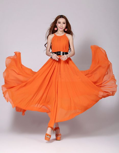 

long maxi dress plus size women expansion bottom long chiffon dress,halter sleeveless evening dress party dress, Black;gray