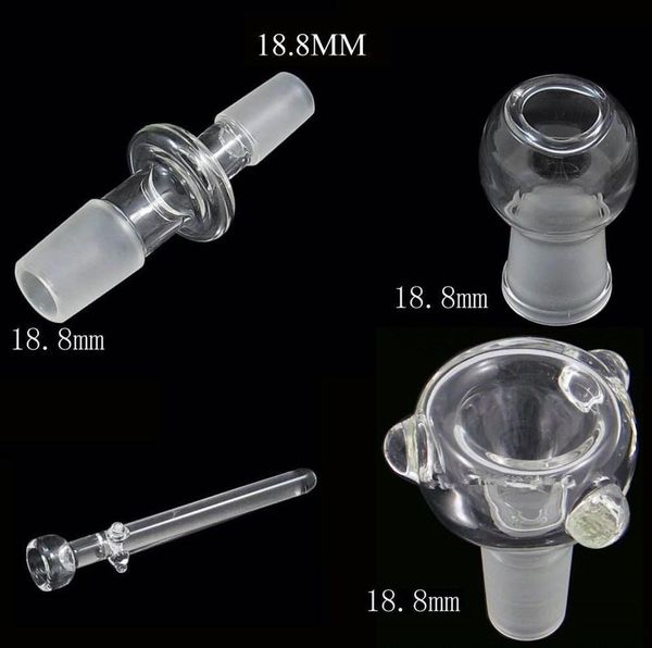 In magazzino! Chiodo, ciotola, cupola e adattatore in vetro da 18,8 mm-18,8 mm un intero set per tubo in vetro bong in vetro