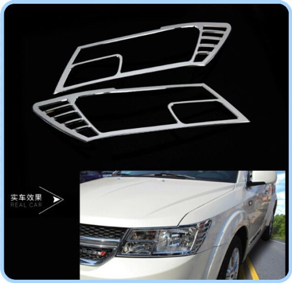 Spedizione gratuita! Di alta qualità 2 pz ABS chrome faro anteriore cornice decorativa copertura Per Dodge Journey JCUV 2013-2015