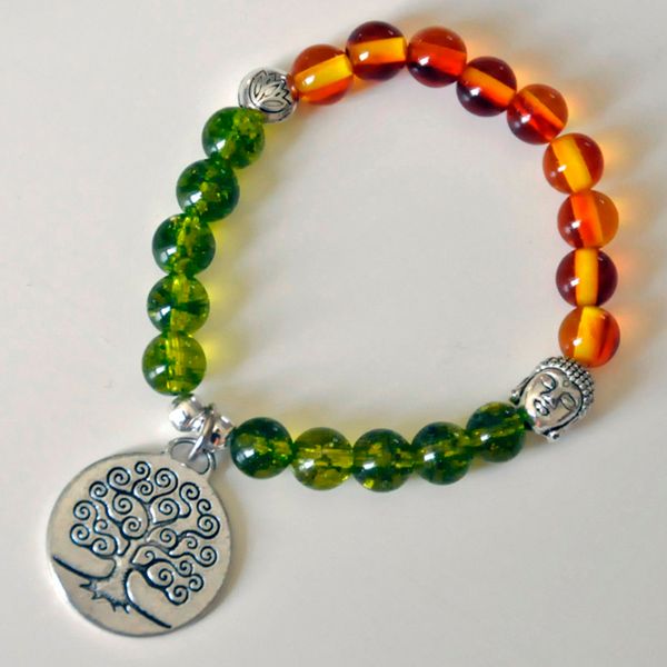 

sn0217 peridot bracelet men buddha bracelet tree of life amber bracelet healing yoga mala bracelet, Black