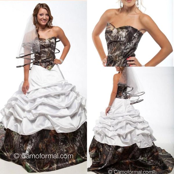 

новое прибытие спинки камуфляж свадебные платья скидка милая молния спинки кантри стиль винтаж a-line свадебные платья, White