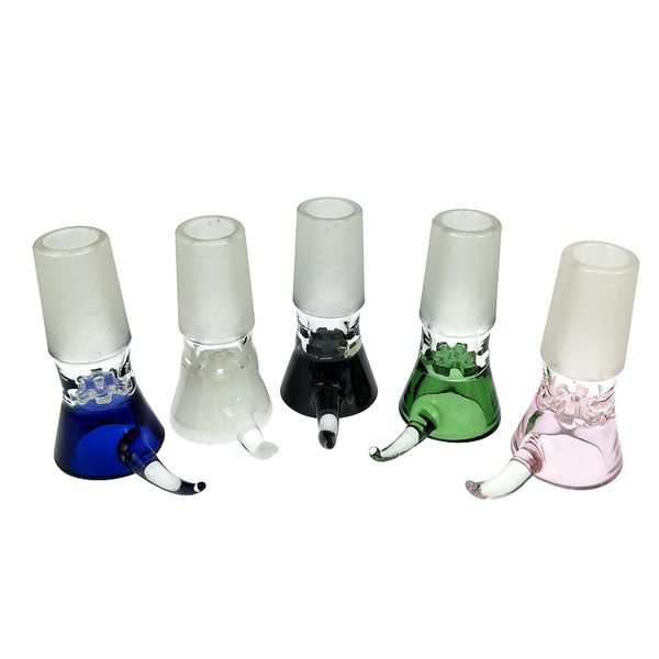 Einzelne hornförmige Glasschale – 14 mm und 18 mm, inklusive Blumen-Schneeflockenfilter, für Glasbongs und Aschefänger