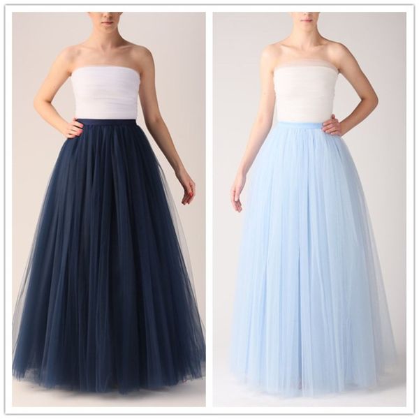

2016 spring summer classic tutu skirt long bridesmaid dresses tutu 7 layers tulle formal wedding party dresses girl women's long skirts, White;pink