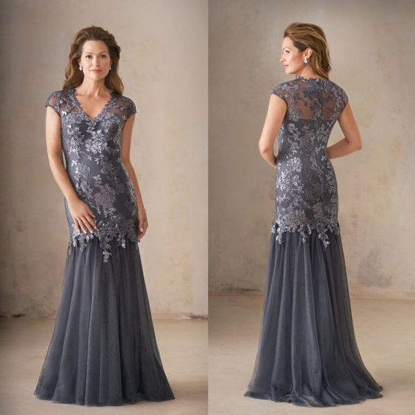

новый серый мать невесты платья 2018 v шеи кружева аппликация блестки мамы платья плюс размер русалка вечерние платья болеро, Black;red