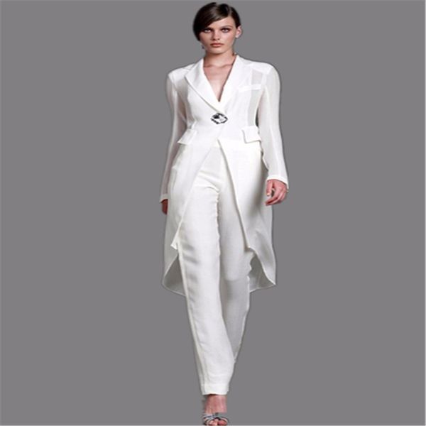 

new arrival white mother of the bride pant suits with long jacket crystal party dresses elegant long sleeve bridal mother formal wear d101, Black;red