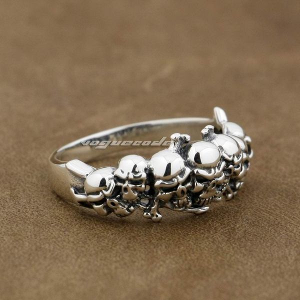 

925 sterling silver skull mens biker rocker punk ring 8y013a us size 7.25~11 ing, Golden;silver