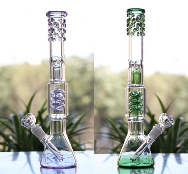 Pipa ad acqua di lavanda blu Narghilè 37 cm Bong di vetro alto olio Rigs con giunzione 18,8 mm Ciotola dritta Recyler