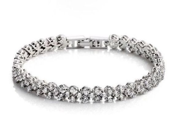 

luxury fashion jewellery luxurious 925 silver cubic zirconia women bracelet gift, Black