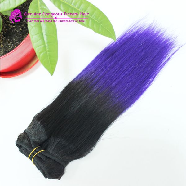 Different Brazilian Purple Ombre Straight Full Set Head Clip In