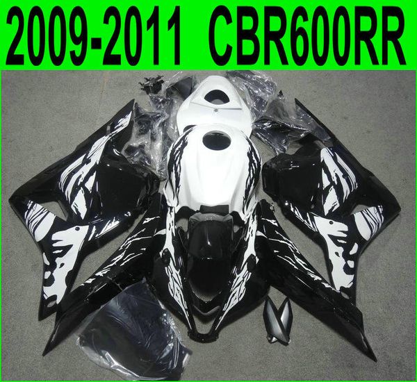 Spritzguss-Motorradteile für Honda CBR600RR-Verkleidungen 2009 2010 2011 CBR 600RR 09 10 11 weiß-schwarzes Verkleidungsset YR59