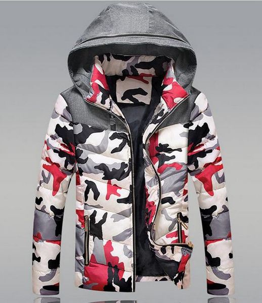 

men's fashion warm winter combination of cultivate one's morality even cap white duck down cotton-padded jacket down jacket coat, Black