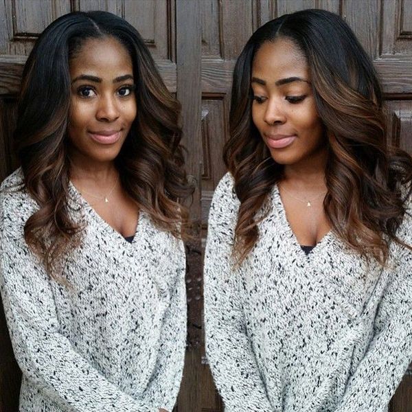 

lace wigs ombre human hair wig loose wave front, Black;brown