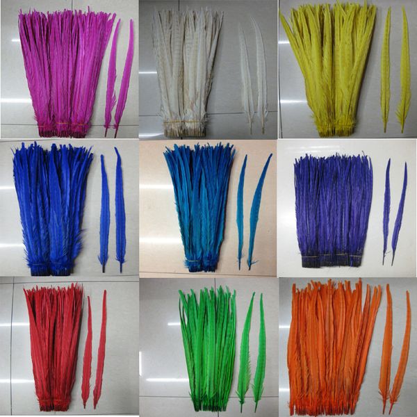 

wholesale - 50pcs/color 20-22inch(50-55cm) ringneck pheasant tail feathers white,yellow,red,green,fuchsia,purple,royal blue