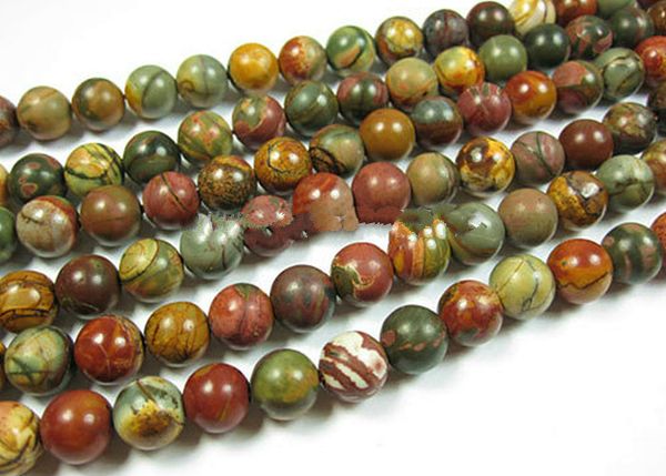 

wholesale 15" 6-12mm picasso jasper round loose bead fashion jewelry diy jewelry making, Black
