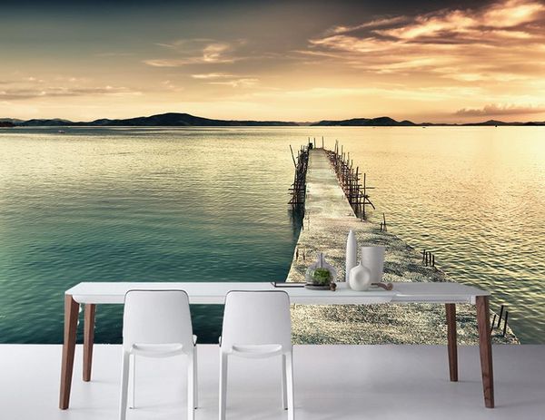 

3d stereoscopic wallpaper beautiful and landscape bridge living room wallpaper modern 3d