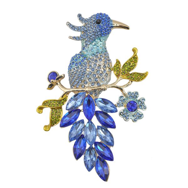 

bird brooch 2016 gift for children 14k gold plated colorful rhinestone enamel parakeet brooch 97x65mm (1pc), Gray