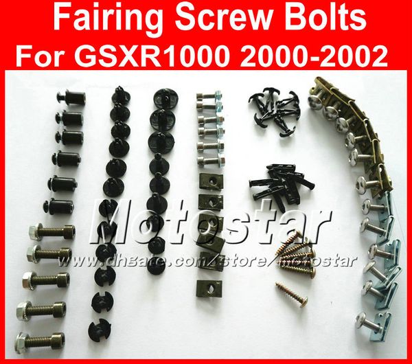 

low price motorcycle fairing screw bolts kit for suzuki gsxr 1000 k2 2000 2001 2002 gsxr1000 00 01 02,black fairings bolt set