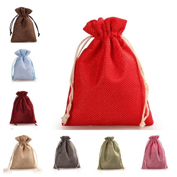 

new 8 colors 10*14cm drawstring pocket solid color burlap bag household personality fashion gift bag ia946