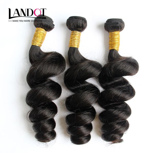 3 Pcs Muito 8-30 Polegadas Onda Solta Onda Do Cabelo Virgem Mongolian Grau 7A Não Transformados Cabelo Humano Tece Pacotes Extensões Pretas Naturais Traços Duplos