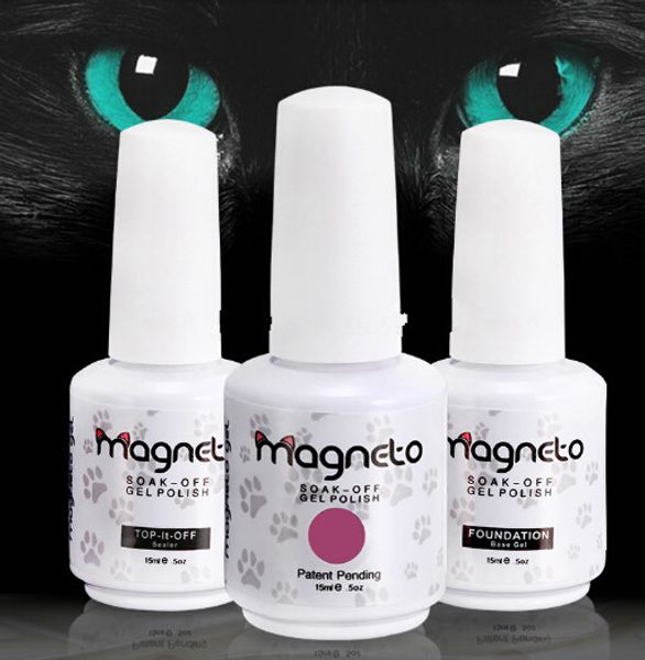 

wholesale-6pcs magneto gel nail tips kit oat base coat 15ml 0.5oz uv magneto gel nail polish (4colors+11base) nail sticker, Red;pink